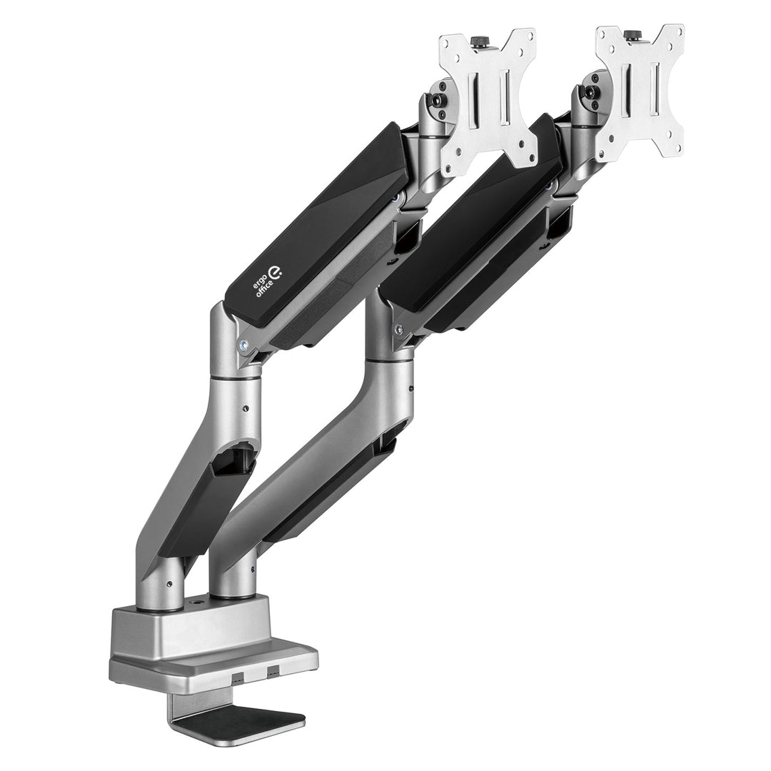 Ergo Office univerzalni stolni nosač za dva monitora, plinski amortizer 17"-35" 15 kg, VESA 75x75 / 100x100, ER-446