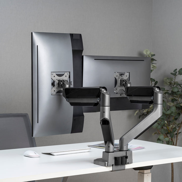 Ergo Office univerzalni stolni nosač za dva monitora, plinski amortizer 17"-35" 15 kg, VESA 75x75 / 100x100, ER-446