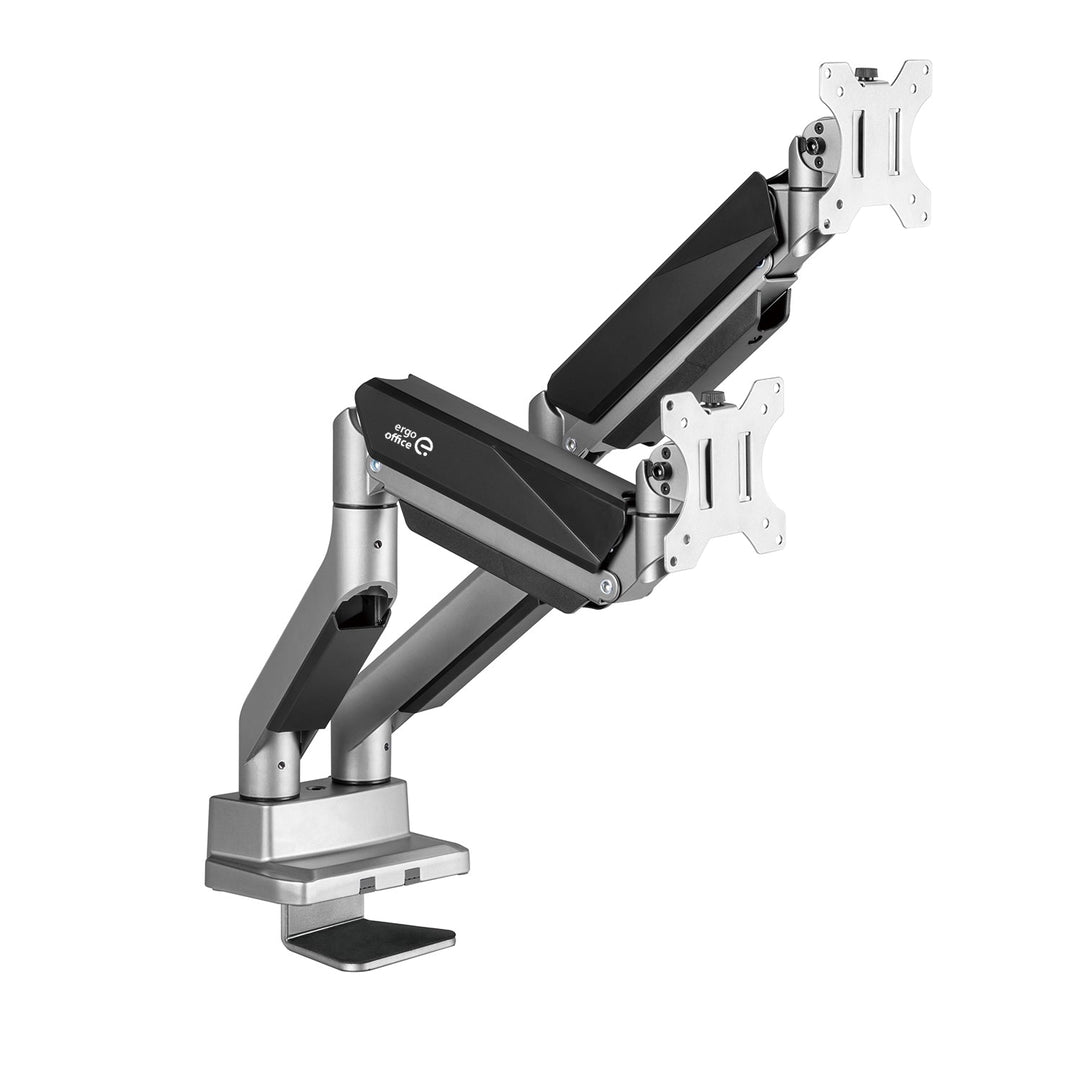 Ergo Office univerzalni stolni nosač za dva monitora, plinski amortizer 17"-35" 15 kg, VESA 75x75 / 100x100, ER-446