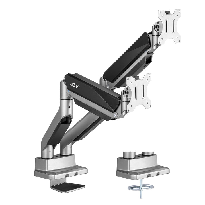 Ergo Office univerzalni stolni nosač za dva monitora, plinski amortizer 17"-35" 15 kg, VESA 75x75 / 100x100, ER-446