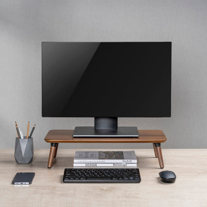 Maclean drveni stalak za monitor/laptop (500 x 240 x 120 mm), crna orahova boja, max. 20 kg, MC-930