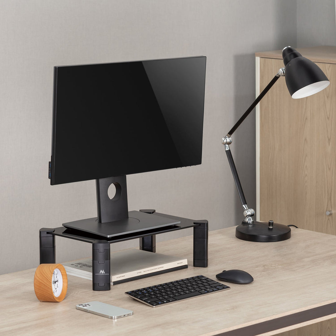 Maclean stalak za laptop/monitor, max. 20 kg, kaljeno staklo, (429 x 269 x 127 mm), MC-934