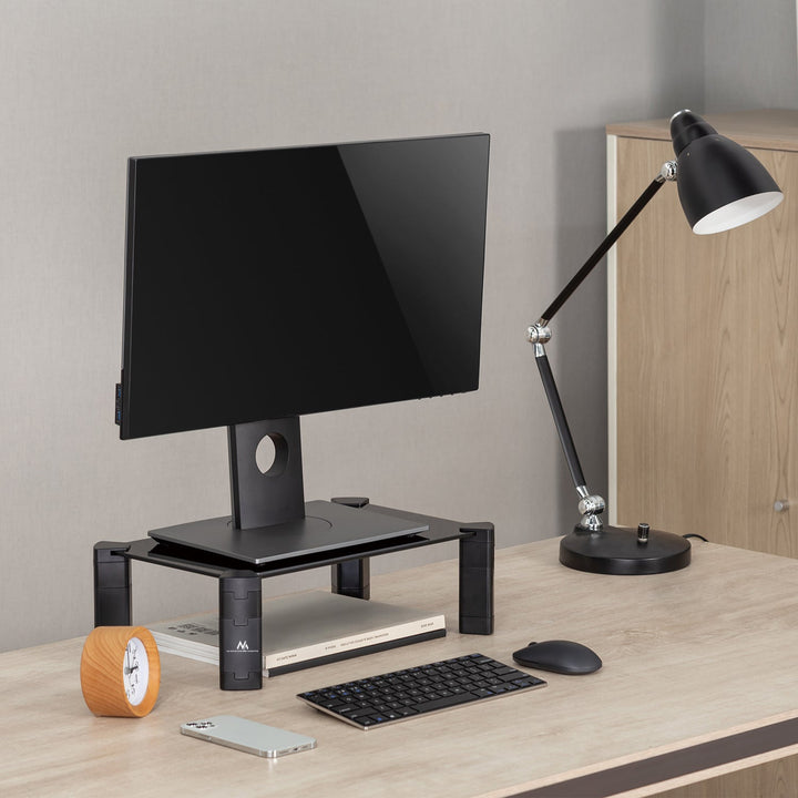 Maclean stalak za laptop/monitor, max. 20 kg, kaljeno staklo, (429 x 269 x 127 mm), MC-934