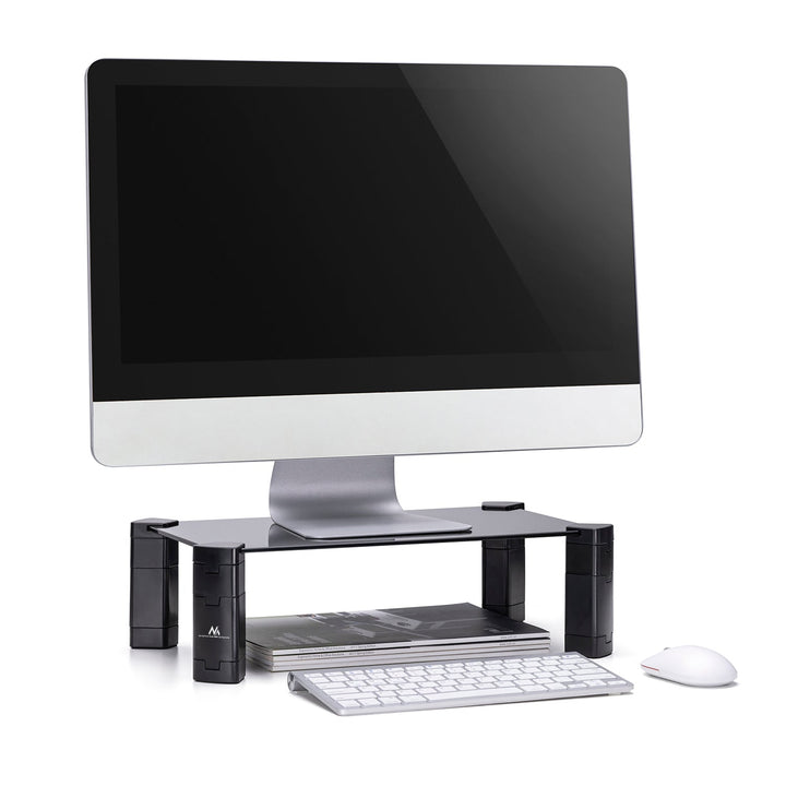 Maclean stalak za laptop/monitor, max. 20 kg, kaljeno staklo, (429 x 269 x 127 mm), MC-934