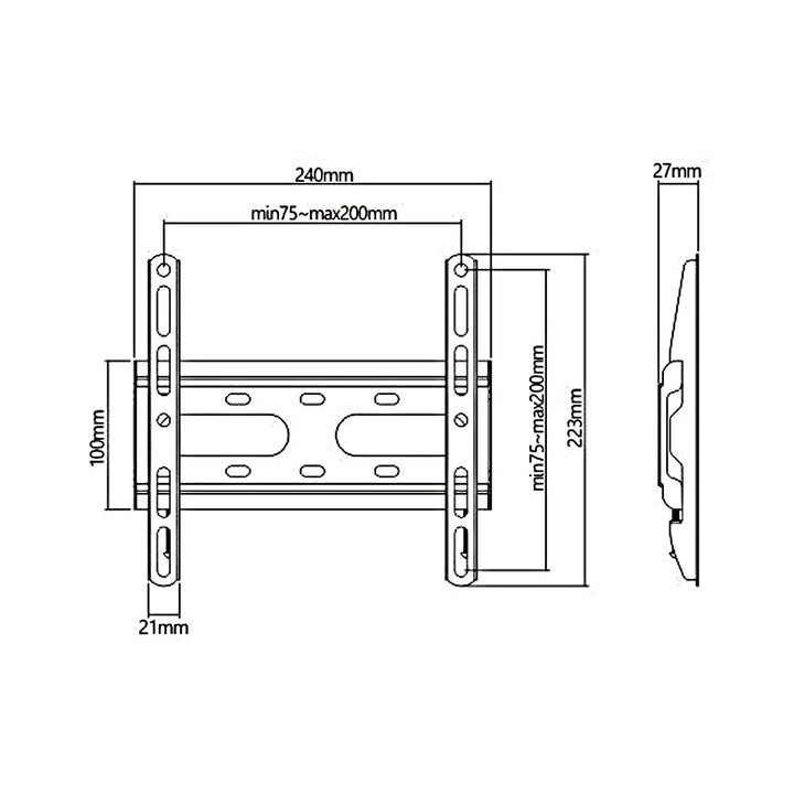 Maclean ekonomični držač za TV, max. VESA 200x200, 23-42", 45 kg, crni, MC-937
