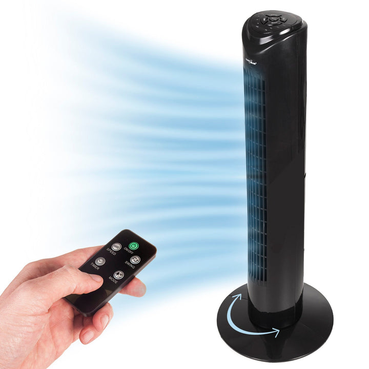 Stalak ventilator s daljinskim upravljačem, 3 načina rada, 3 brzine, oscilacija 80°, 45 W, tajmer, visina 82 cm GB645