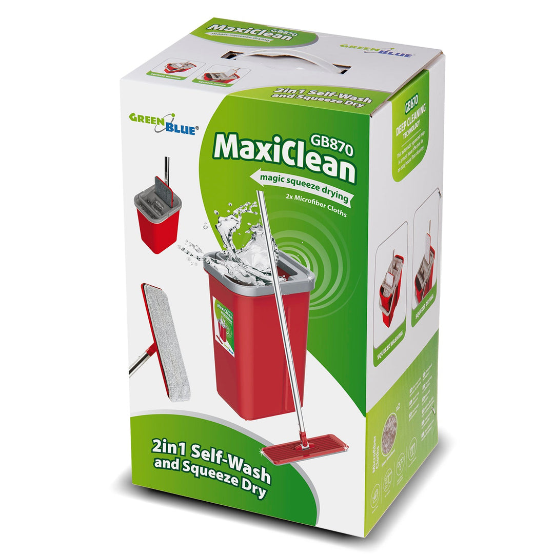 Plosnati mop s GreenBlue kanticom i cjedilom, dvije HQ mikrovlaknaste podloge, zapremina 5,7 L, MaxiClean GB870