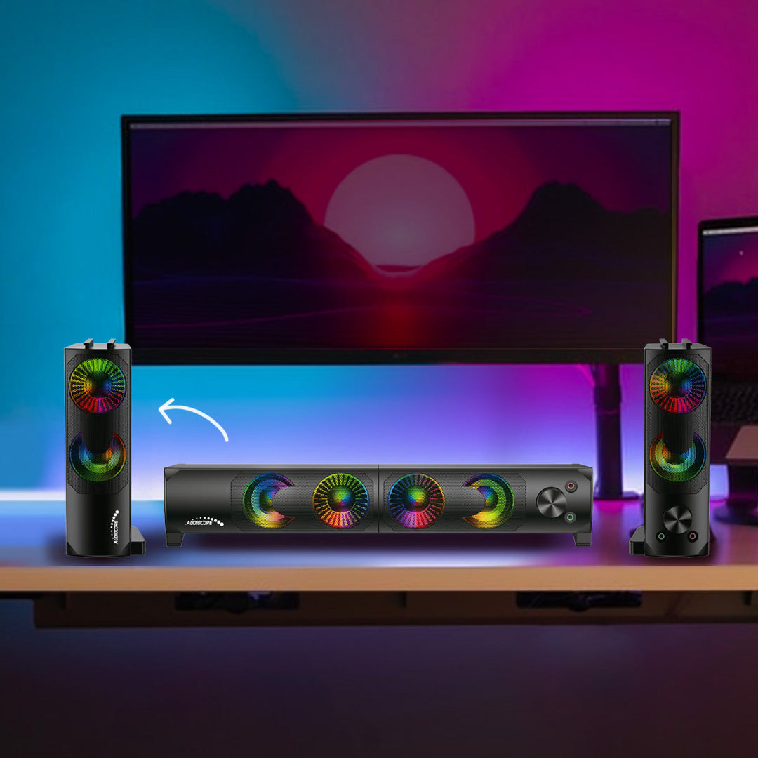 Audiocore 3Wx2 zvučnici za računalni soundbar, LED, USB 5V, linijski ulaz, AC955