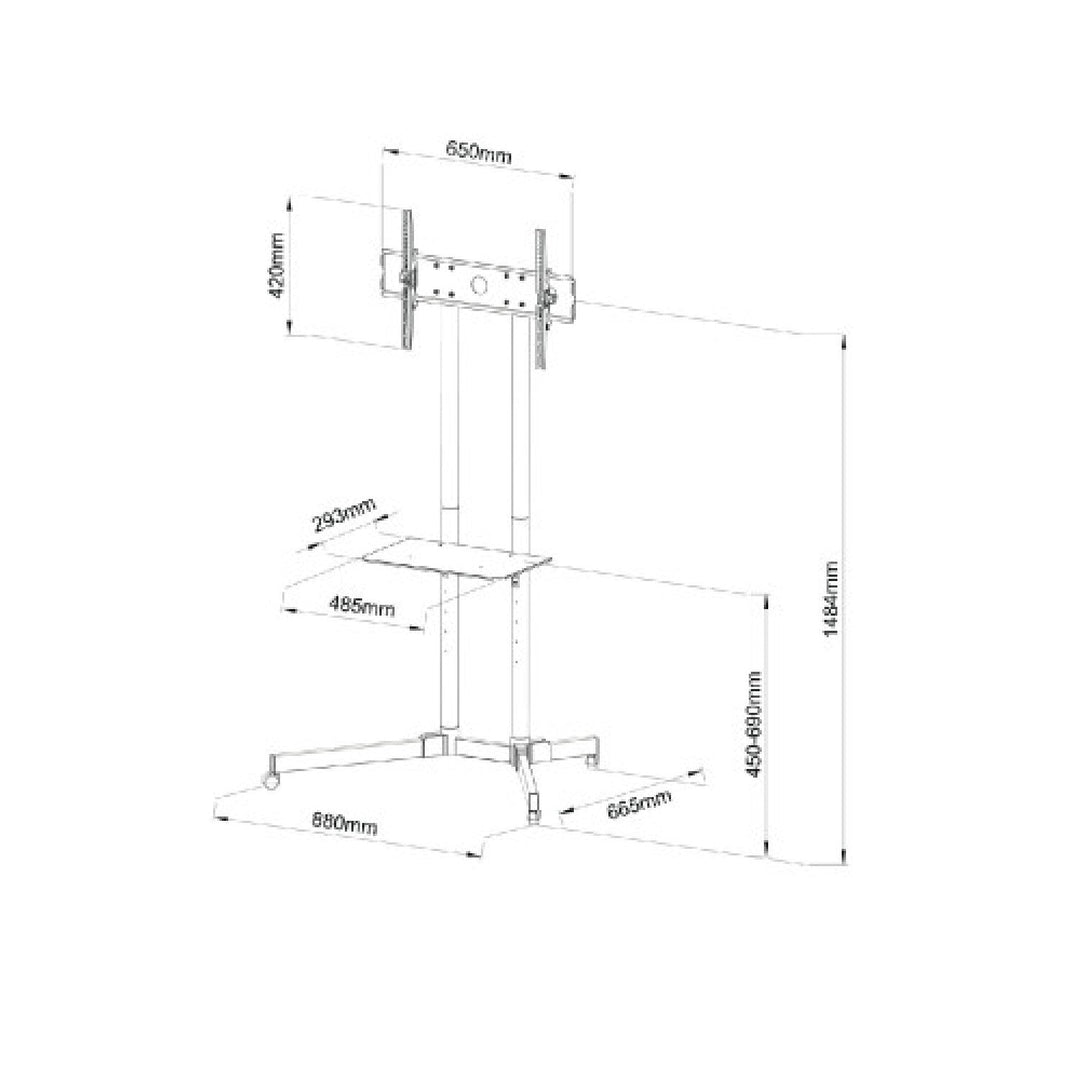 Univerzalni TV stalak s policom za TV, 30–65", VESA 600×400, do 60 kg