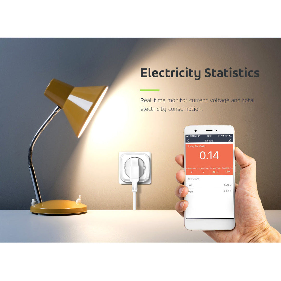 GreenBlue WiFi utičnica s daljinskim upravljačem, Android/iOS/Alexa/Google Home, potrošnja energije, tajmer, max. 3680 W, tip F, GB720 F