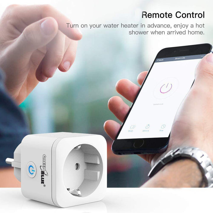 GreenBlue WiFi utičnica s daljinskim upravljačem, Android/iOS/Alexa/Google Home, potrošnja energije, tajmer, max. 3680 W, tip F, GB720 F