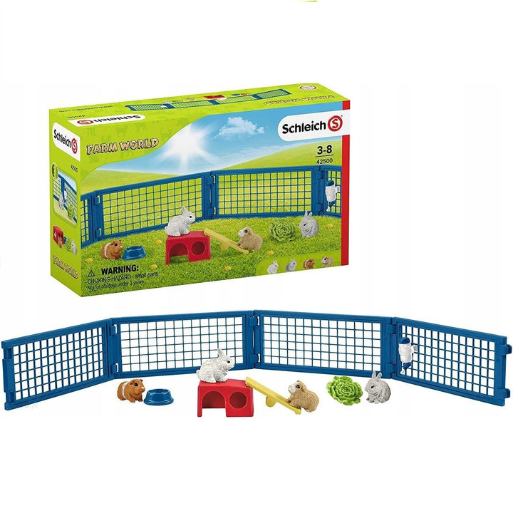 Schleich SLH42500 Schleich Farm World Rabbit &amp; Guinea Pig Hutch Toy Play Set Figurine
