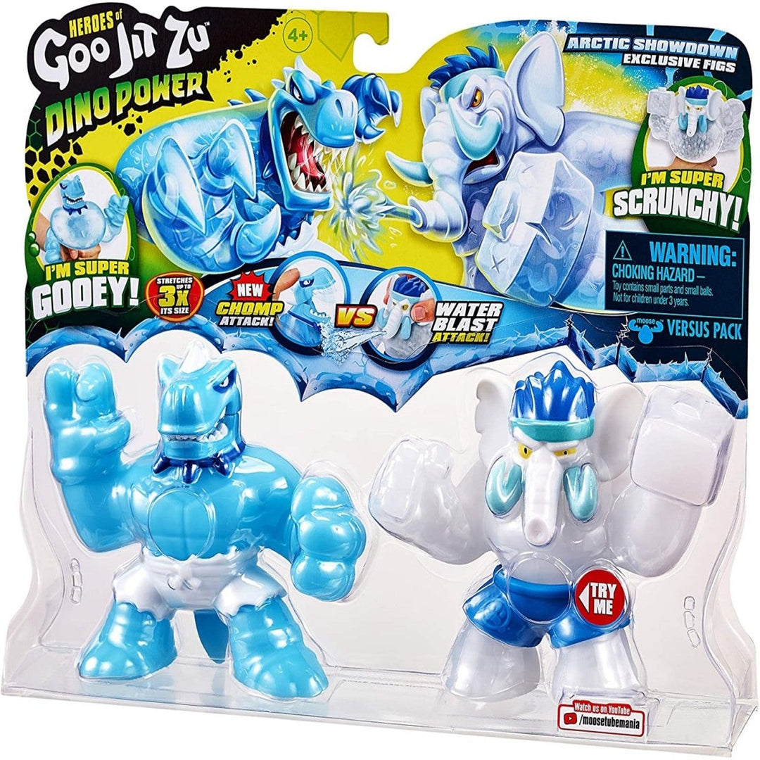 Heroes of Goo Jit Zu GOJ41110 Heroes of Goo Jit Zu Dino Power Action Figures Set Artic Showdown 2 Pack de colecție