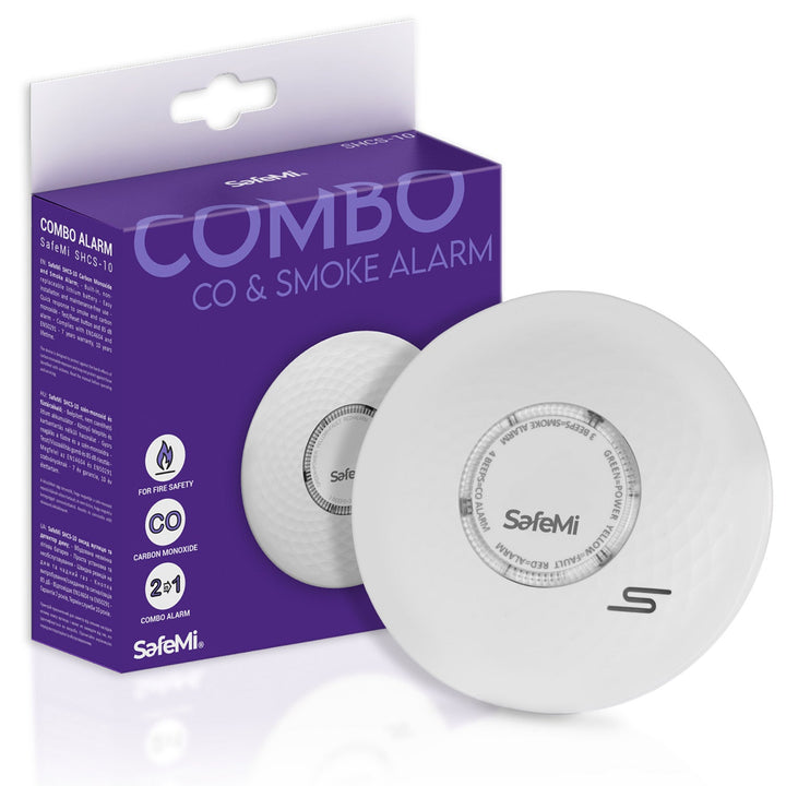 Detector de fum și monoxid de carbon SafeMi SHCS-10 2în1 cu baterie integrată