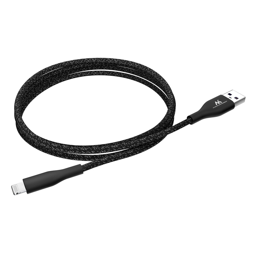 MFi (Made for iPhone / iPod / iPad) kabel s podrškom za brzo punjenje 2,4 A – Maclean Energy MCE845B, crni, 1 m, 5 V/2,4 A – prijenos podataka