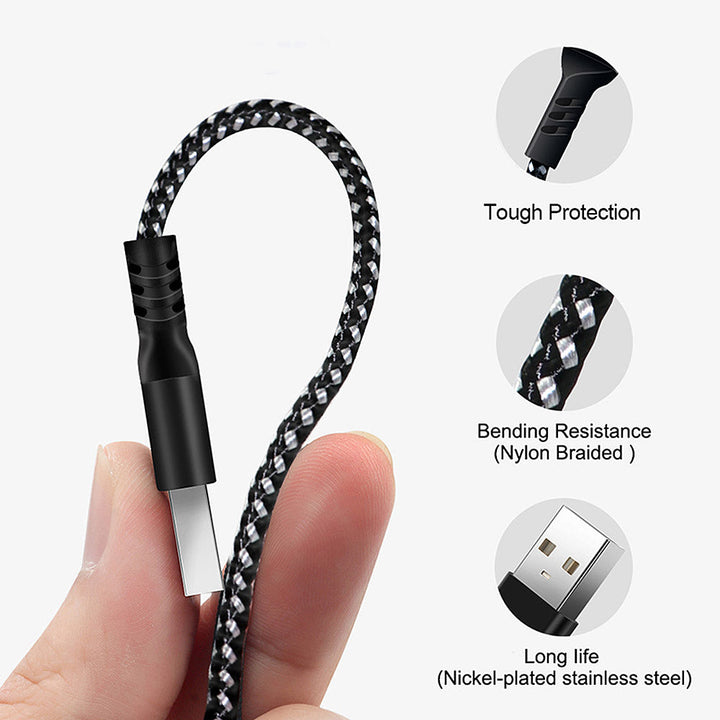 Maclean micro USB kabel, podržava brzo punjenje 2,4 A, prijenos podataka, 5 V/2,4 A, crni, duljina 2 m, MCE483