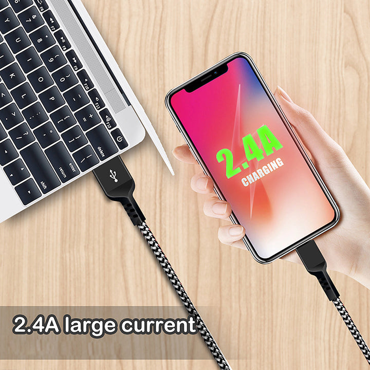 Maclean micro USB kabel, podržava brzo punjenje 2,4 A, prijenos podataka, 5 V/2,4 A, crni, duljina 2 m, MCE483