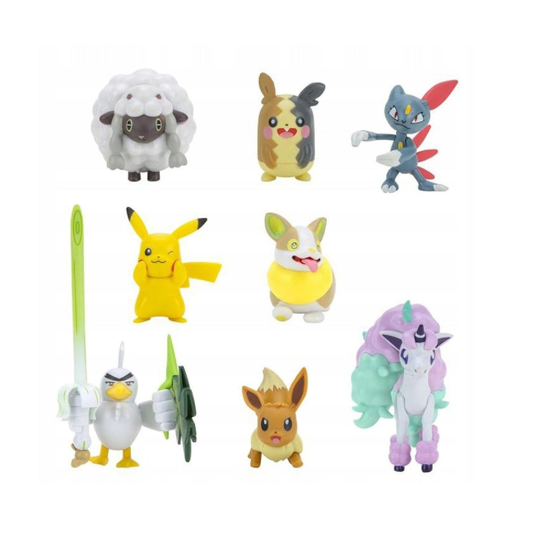 Set de 8 figurine Pokémon Battle Ready W7 - Generația 8 - Include Pikachu, Eevee, Wooloo, Sneasel, Yamper, Ponyta, Sirfetch&
