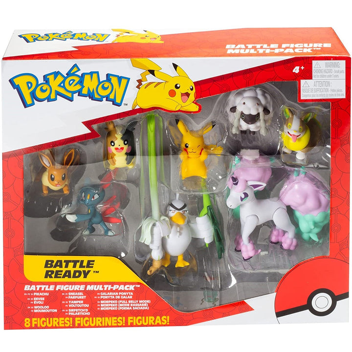 Set de 8 figurine Pokémon Battle Ready W7 - Generația 8 - Include Pikachu, Eevee, Wooloo, Sneasel, Yamper, Ponyta, Sirfetch&