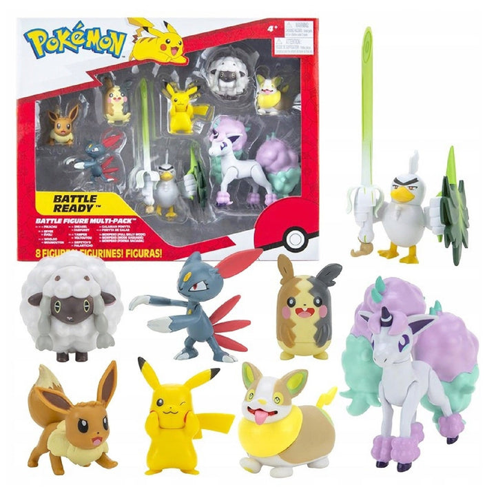 Set de 8 figurine Pokémon Battle Ready W7 - Generația 8 - Include Pikachu, Eevee, Wooloo, Sneasel, Yamper, Ponyta, Sirfetch&