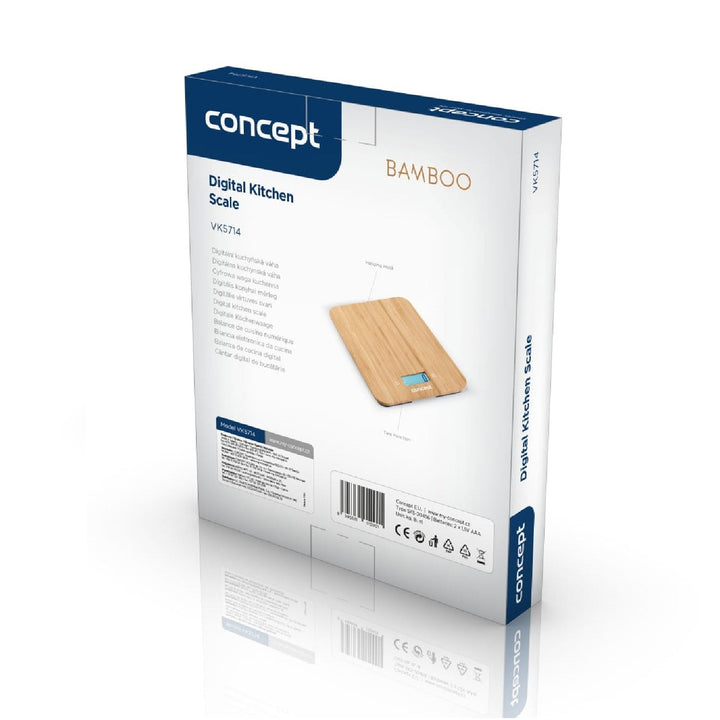 Concept VK5713 Cântar digital de bucătărie - Bamboo - 15 kg Ceas temporizator Design Bamboo max. 15 kg cu cârlig de agățat