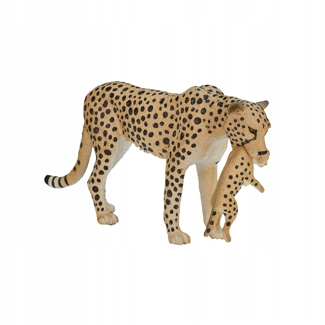 Figurina femela Ghepard cu pui, Animal Planet, 14 cm x 3 cm x 6 cm