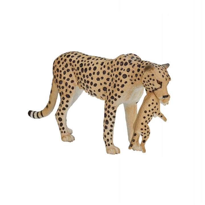 Figurina femela Ghepard cu pui, Animal Planet, 14 cm x 3 cm x 6 cm