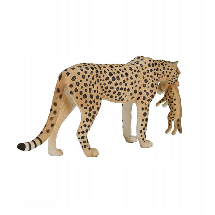 Figurina femela Ghepard cu pui, Animal Planet, 14 cm x 3 cm x 6 cm