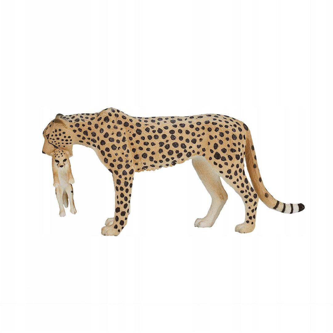 Figurina femela Ghepard cu pui, Animal Planet, 14 cm x 3 cm x 6 cm