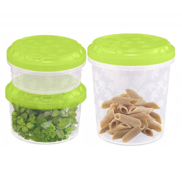 BranQ 1115 Set de 3 containere pentru depozitarea alimentelor - Capac cu răsucire - Culori aleatorii