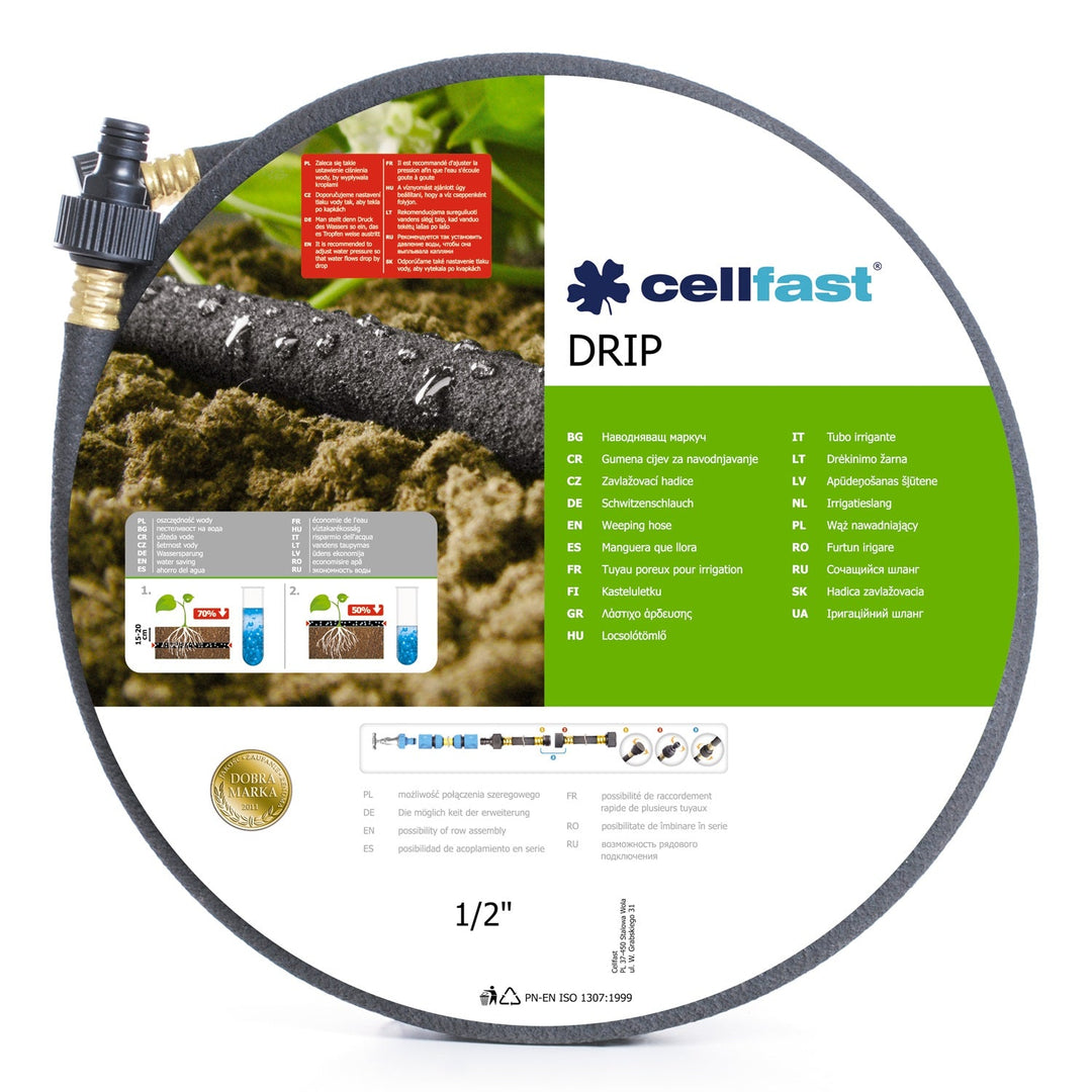 Cellfast Drip 1/2" 22,5 m crijevo za navodnjavanje za ekonomično i precizno zalijevanje biljaka