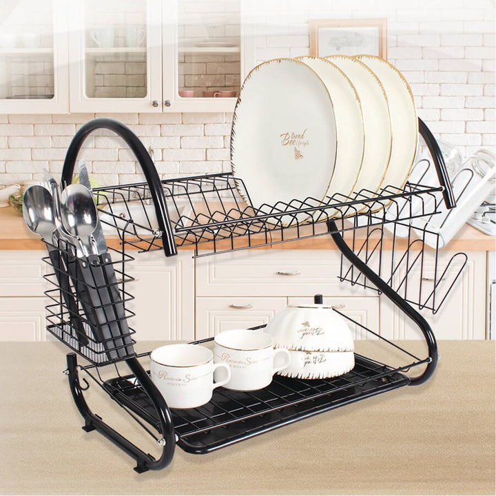 Maestro MR-1025-43-BLACK dvokatni sušilnik za posuđe, širina 43 cm