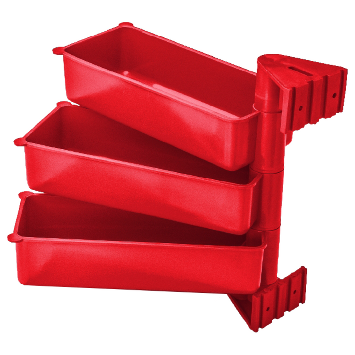 PIVOT Set de 3 containere rotative de depozitare, polipropilenă, culoare roșie, organizează