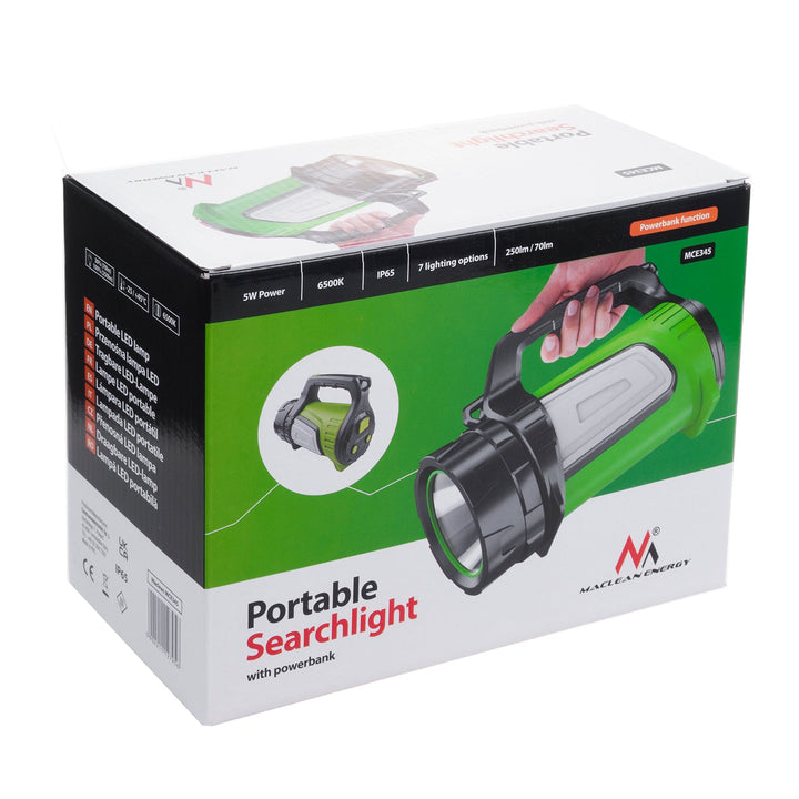 Maclean 3-u-1 LED svjetiljka, funkcija power bank, 3 načina osvjetljenja, 5W XM-L-T6, hladno bijela 6500K, 3,7V 3x18650, 4500mAh, MCE345