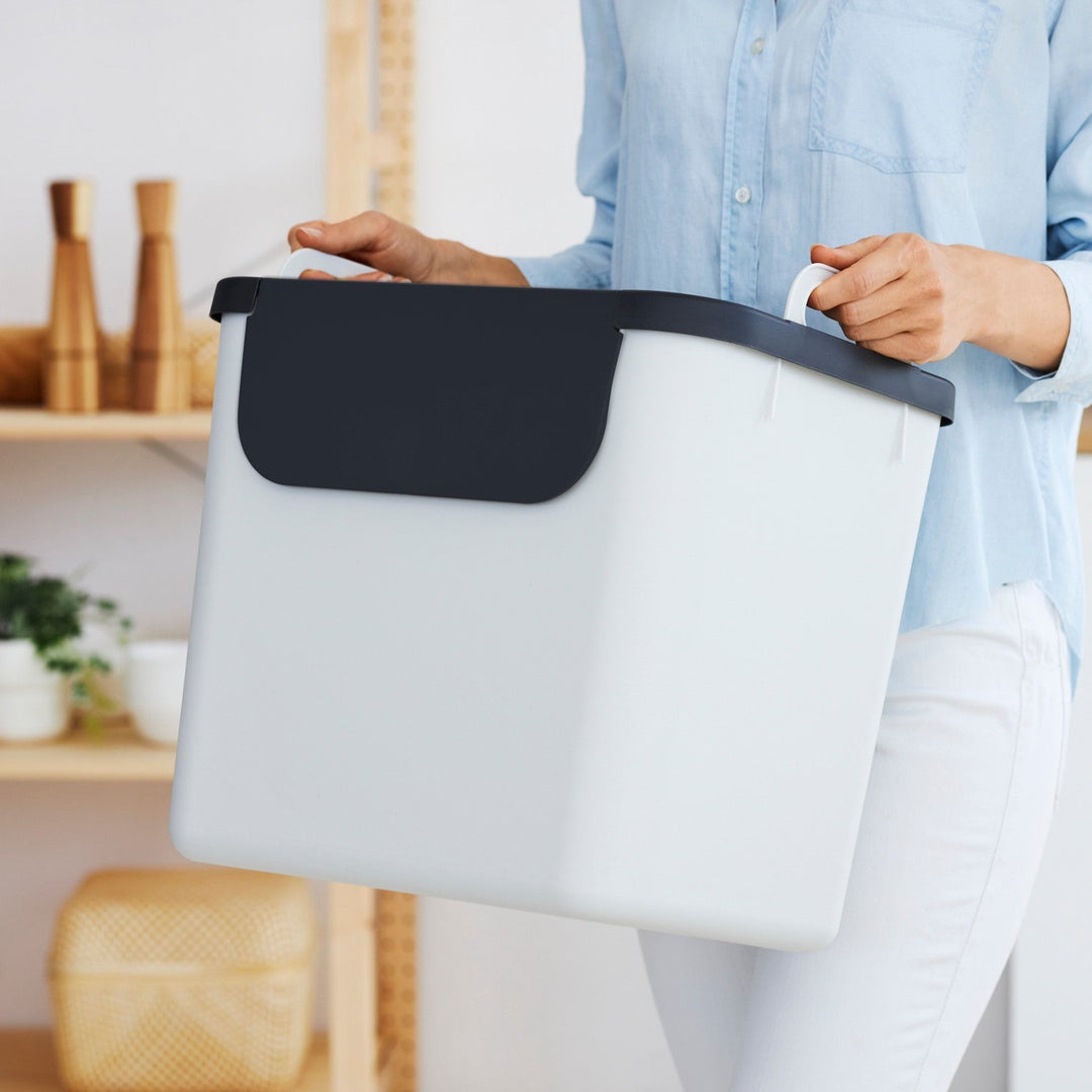 Cos pentru colectare selectiva Rotho Jive, 30 L, alb, doua manere