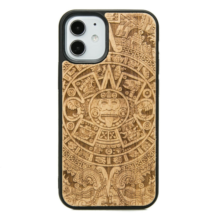 Husa din lemn pentru iPhone 12 Mini, BWD06555, Calendar Aztec
