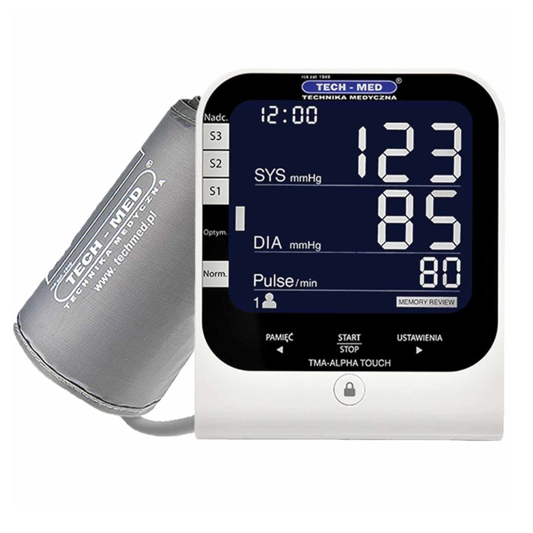 Digitalni monitor krvnog tlaka, univerzalni manžet: 22–42 cm, WHO klasifikacijski indikator TECH-MED TMA-ALPHA TOUCH