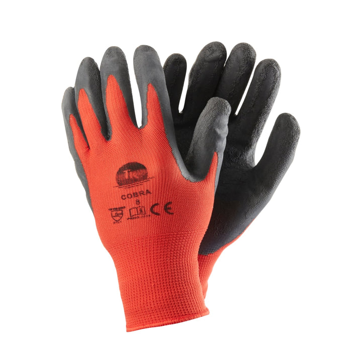 Set de 12 perechi de manusi de protectie din latex, negru rosu,  marimea XS