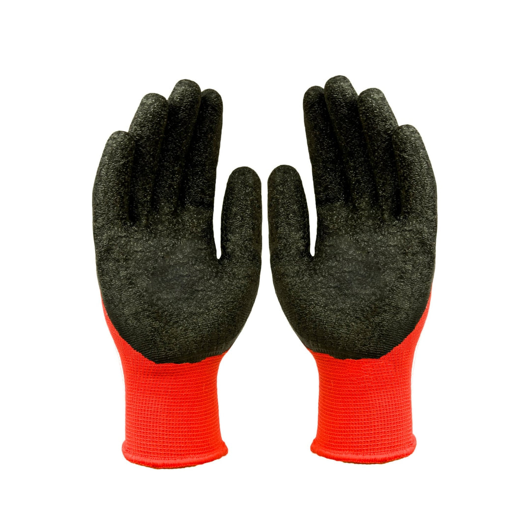 Set de 12 perechi de manusi de protectie din latex, negru rosu, marimea M