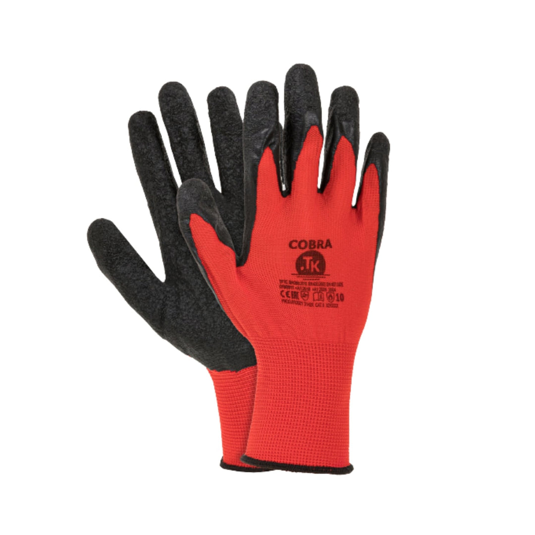 Set de 12 perechi de manusi de protectie din latex, negru rosu, marimea L