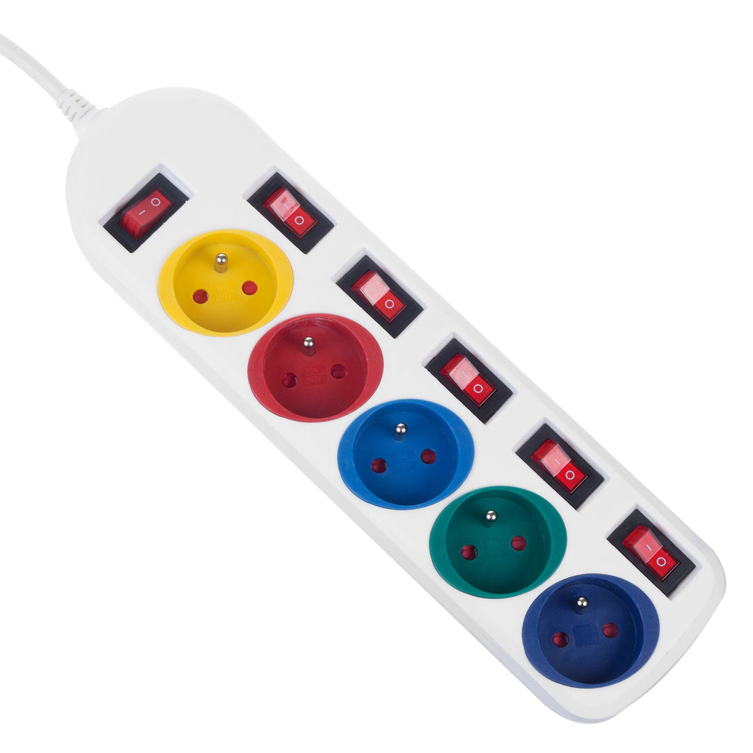 Maclean produžni kabel s 5 utičnica, s prekidačima, 250 VAC/10 A, 1,5 m, MCE204 M/W