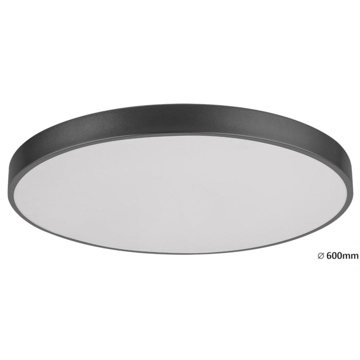 Stropna lampa Tesia, ind. Ceil.LED 60W, mat crna, D60 cm - stropno svjetlo