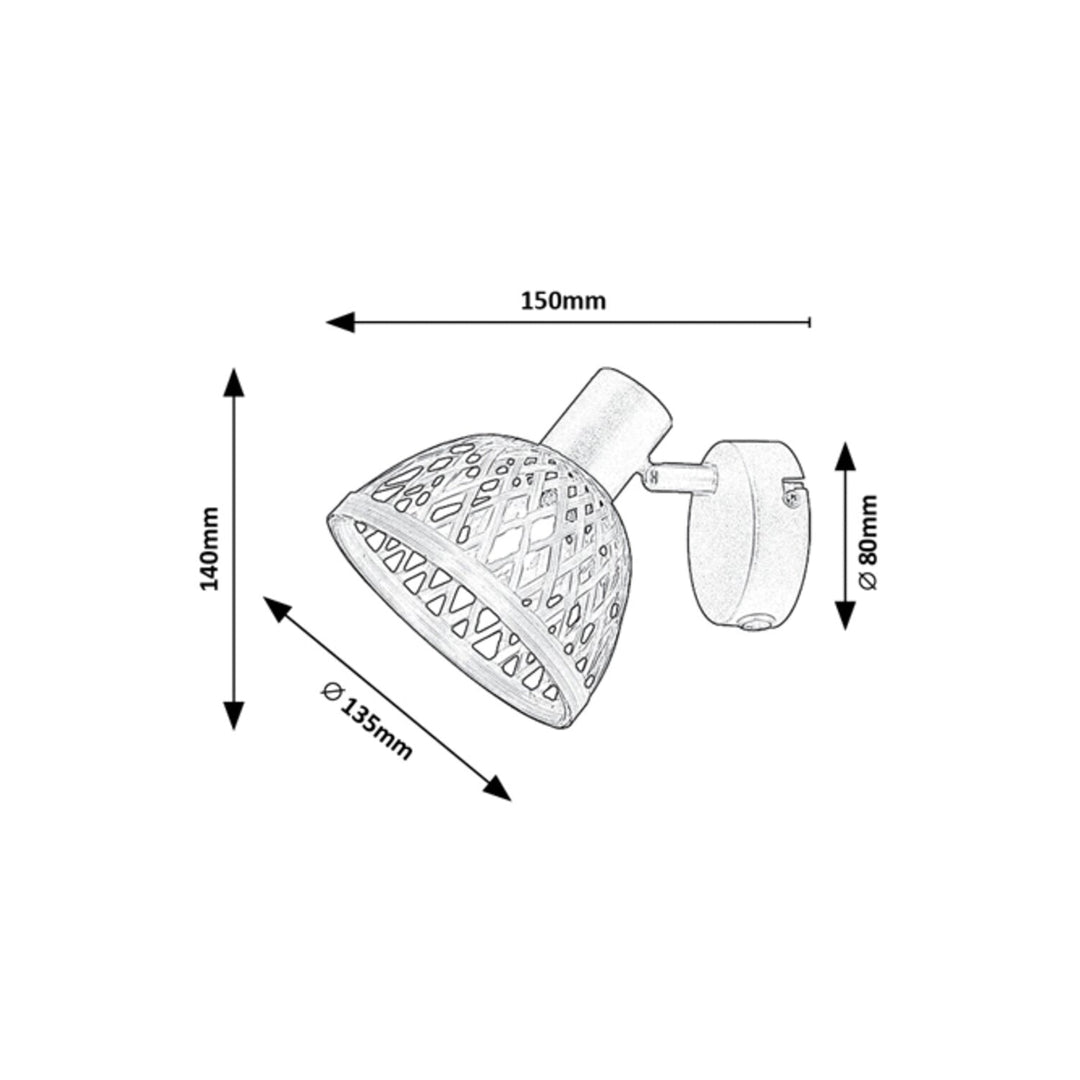 Ratan lampa, ind.spot.E14 1xMAX15W, crna - zidna lampa