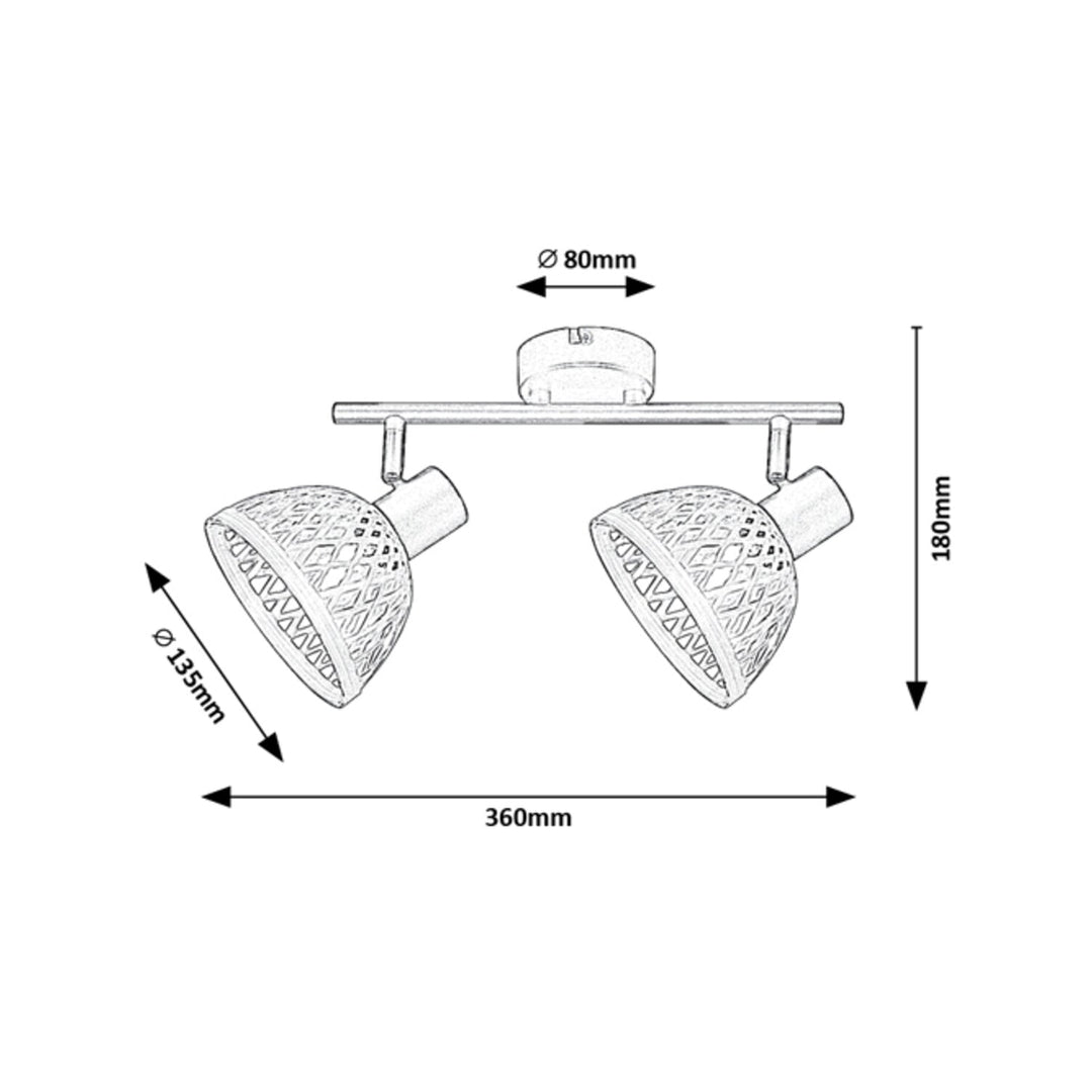 Ratan lampa, ind.spot.E14 2xMAX15W, crna - zidna lampa