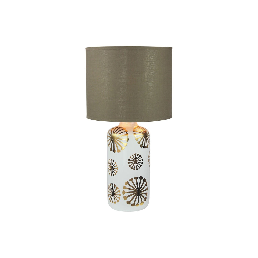 Lampa decorativa de masa Ginger, E27, 60W, 49 cm, alb-auriu
