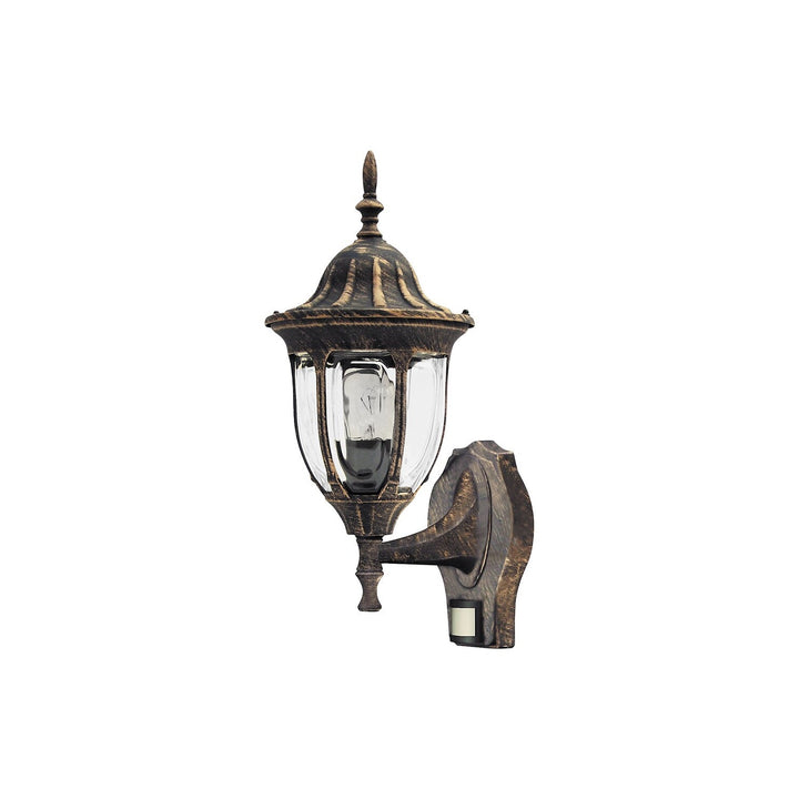 Milano vrtna zidna lampa do 60 W, zlatna, IP43, senzor
