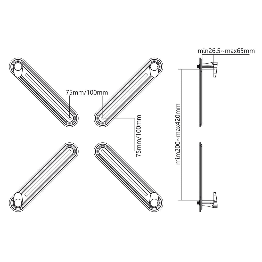 Adapter za ekrane bez VESA rupa, Maclean, crni, 13"-27", 8 kg max, MC-899