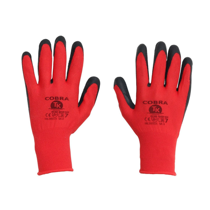 Manusi de protectie Cobra, captuseala din latex, marime 2XL, negru-rosu