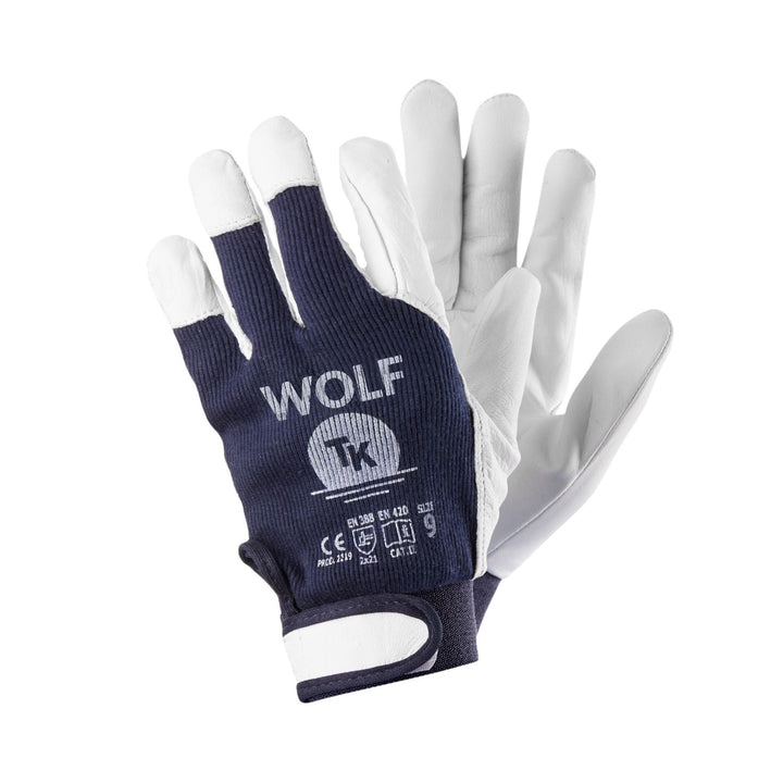 Set de 3 perechi de manusi de protectie Wolf, din piele fina de capra, captuseala din bumbac, marime S