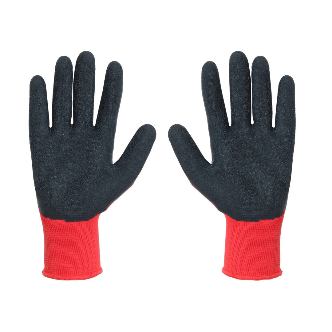 Set de 3 perechi de manusi de protectie Cobra, latex, marime 2XL, negru-rosu